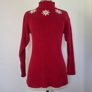 Buffalo David Bitton Womens Sweater Small/Med Red Long Sleeves Pullover Holiday